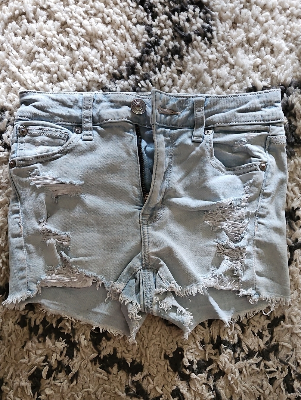 American Eagle Outfitters Light Blue Distressed Denim Shorts